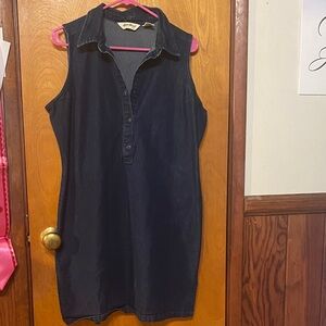 Eddie Bauer Sleeveless Denim Dress - Dark Blue